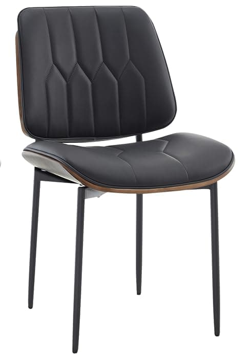 BV BONNE VIE Mid Century Walnut Office Chair with Arms, Adjustable Swivel Desk Chair, Leather Computer Chair with Rolling Wheels for Home Office or Study Room, Black