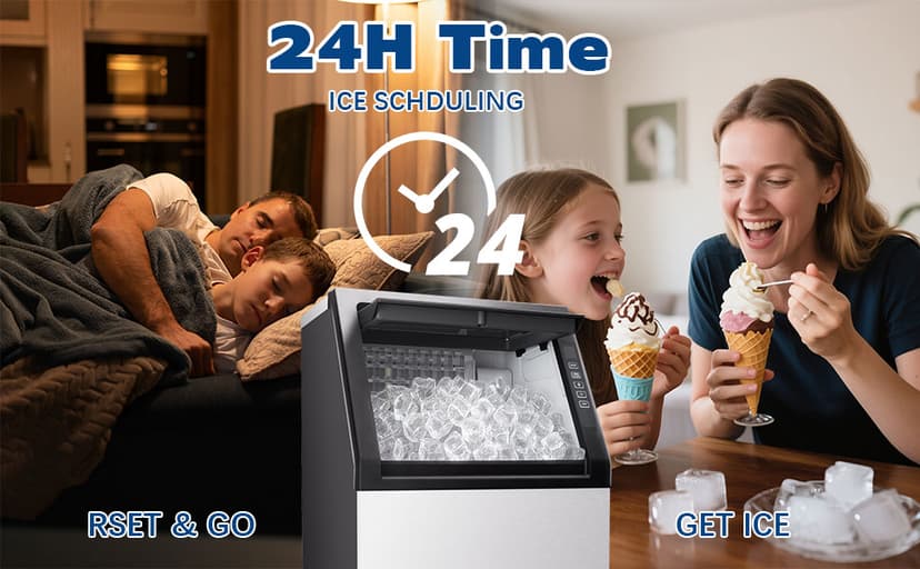 Commercial Ice Maker, 100lbs/24H with 20Lbs Storage, 36 Cubes in 11Mins, Stainless Steel Freestanding & Under Counter Large Ice Machine with LCD Display, Self-Cleaning for Home Bar Restaurant