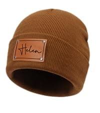 Custom Toddler Baby Beanies, Mama Mini Matching Hats, Leather Patch Baby Knit Hats, Winter Beanies for Infant, Kids Adults