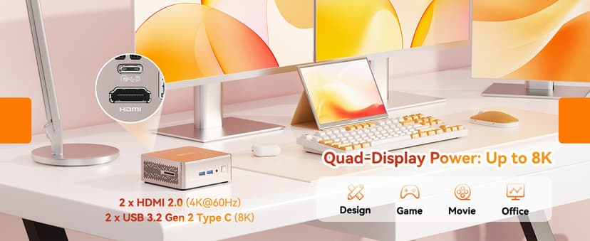 GEEKOM A5 Mini PC with AMD Ryzen 5 7430U, 3-Year Coverage, 16GB RAM(Upgradable, Not LPDDR)&512GB M.2 NVMe SSD, Windows 11 Pro Desktop Computer Support 8K/Wi-Fi 6/BT 5.2/USB 3.2/SD Slot/6x USB