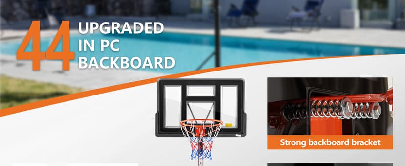 Sweetcrispy Portable Basketball Hoop Outdoor 6.1-10FT Adjustable Height, 44 Inch Shatterproof Backboard/Shock Absorbent Rim, Fillable Base, 2 Wheels for Backyard/Driveway