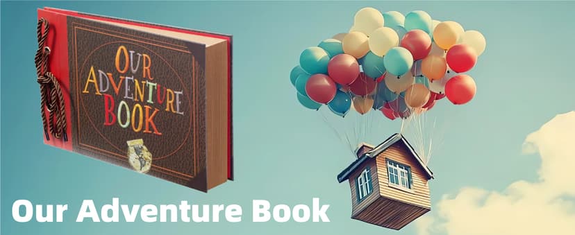 Scrapbook Photo Album,Our Adventure Book, Embossed Words Hard Cover Movie Up Travel Scrapbook for Anniversary, Wedding, Travelling, Baby Shower, etc (Adventure Book)