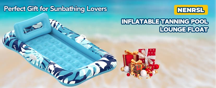 Pool Floats Adult,76" x 48" XL Inflatable Tanning Pool Lounger Float with Pillow,4 in 1 Suntan Tub Sunbathing Raft Floatie Water-Filled Mattress Kids Pool Ball Pit,Perfect for Lake River Party & Relax