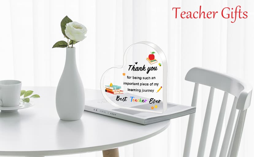 Teacher Valentine Gift, Valentines Day Gifts for Teachers - Acrylic Heart Plaque 4×4 in, End of Year Thank You Teacher Gifts for Women Men, Teacher Retirement Gifts, Keepsake & Paperweight