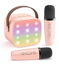 Mini Karaoke Machine with 2 Wireless Microphones, TOP Kids Gifts for Girls Ages 3, 4, 5, 6, 7, 8, 9, 10, 11, 12 +Years Old, 4-12th Christmas Birthday Toy Gift for Girls Boys Party (Purple)