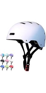 Skateboard Bike Helmet for Adults Women Men Youth Kids (2-3-5-8-14+ Years Boys Girls) - Lightweight Multi-Sport Adjustable Helmets for Bicycle Skateboard Scooter Skate Cycling