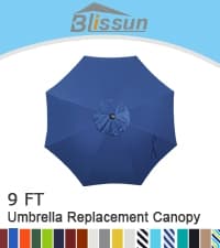 Blissun 9 ft Solar Umbrella 32 LED Lighted Patio Umbrella Table Market Umbrella with Tilt and Crank Outdoor Umbrella for Garden, Deck, Backyard, Pool and Beach (Navy Blue)