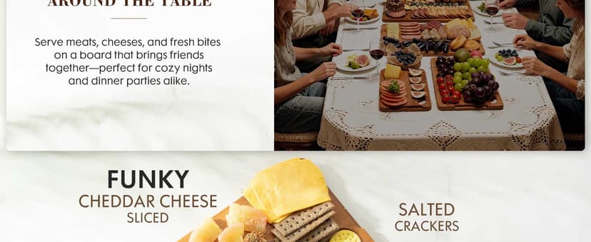 Astercook Deep-Carbonized Bamboo Cutting Boards for Kitchen with Wood Storage Stand, Reversible Charcuterie & Chopping Boards with Juice Grooves and Easy-Grip Handles, Knife-Friendly, Kitchen Gift