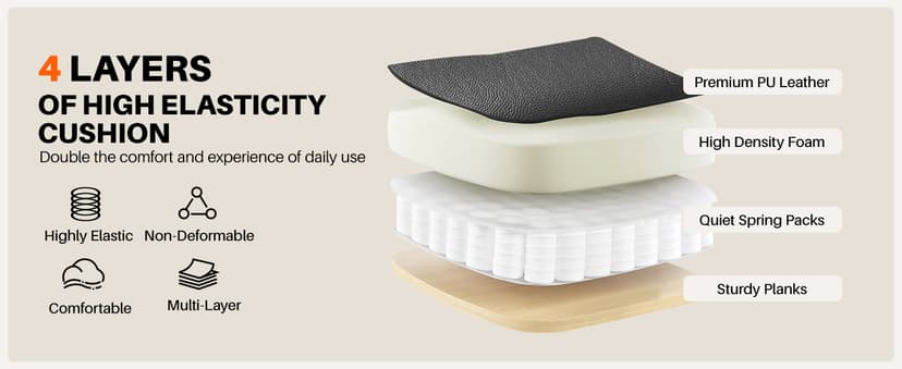 BestEra Leather Office Chair, Ergonomic Executive Desk Chair with Adjustable Armrests, 360° Swivel, High Back & Lumbar Support for Home Office (Black)