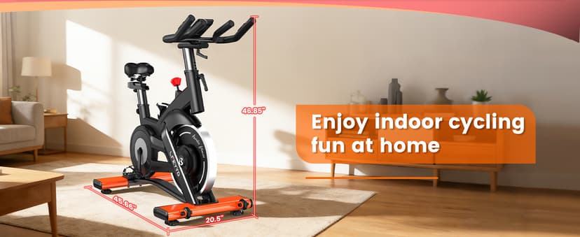 Exercise Bike for Home, Quiet Adjustable Magnetic Stationary Bike for Home Cardio with App Compatible, Spin Bike with 400 lbs Capacity, Spinning Bike with Heart Rate Monitor,Comfort Seat/Alloy Pedals/LCD Monitor