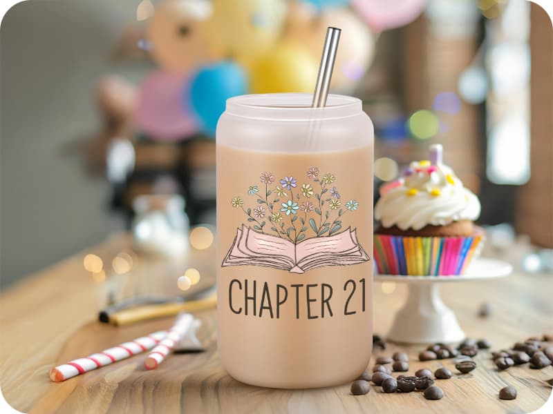 Birthday Gifts for 21 Year Old Female Friend, 2005 Daughter Turning 21, Happy 21st Bday Gifts Idea, 16oz Glass Coffee Tumbler Coolife Chapter 21 Cup, 21st Birthday Gifts for Women Her, 21 year old Girl B0F37WPTCQ