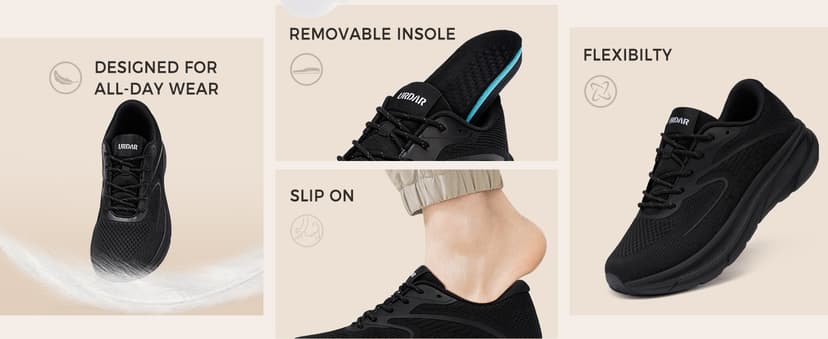 URDAR Running Shoes for Men Lightweight Casual Walking Shoes Comfortable Breathable Tennis Sneaker Cushioning Trainers