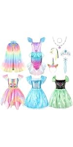Toddler Dress Up Clothes Shoes Jewelry Set, Princess Costume Include Unicorn Mermaid, Pretend Play for Little Girls Age 3-6 HAMSILY Princess Dress Up for Girl 3 4 5 6 Years Old Birthday Gifts Toys B0B6FTH2HD