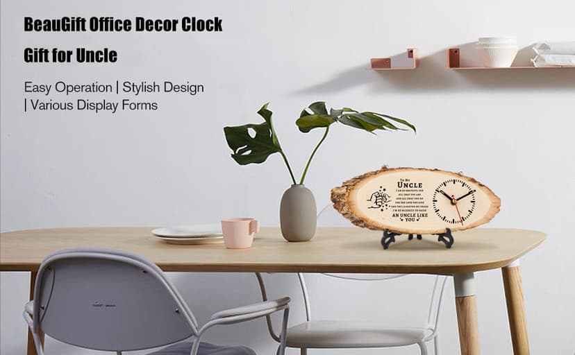 BeauGift Uncle Gifts, Christmas Wooden Clock Gifts for Uncle from Niece Nephew, Best Uncle Ever Gifts Idea for Birthday Christmas Fathers Day
