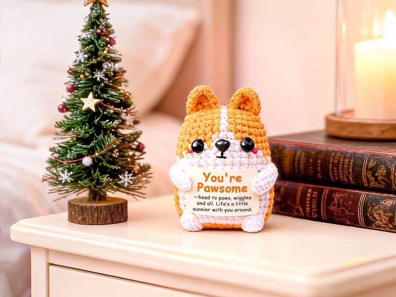 Cute Encouragement Gift for Coworker or Friend Women Men with Support Message Positive Animals Crochet Shark Gift – Mini Emotional Shark Plush B0D2J3GPLD