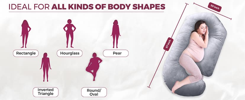 PILLANI Pregnancy Pillows for Sleeping - V C U Shaped 57inch Full Body Pillow with Removable Washable Cover, Cooling Maternity Pillow for Pregnant Women, Support for Back Belly Legs Hip