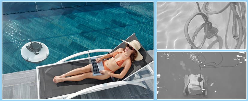 GMAPLAE Cordless Pool Vacuum for Above Ground Pool, Robotic Pool Cleaner with Dual Motors Strong Suction, 120 Mins Runtime, Auto-Parking, Pool Cleaner Robot for Inground Flat Pools Up to 1000 Sq.Ft