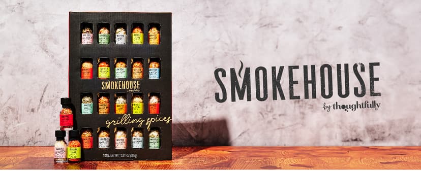 Smokehouse by Thoughtfully Ultimate Grilling Spice Set, Grill Seasoning Gift Set Flavors Include Chili Garlic, Rosemary and Herb, Lime Chipotle, Cajun Seasoning and More, Pack of 20