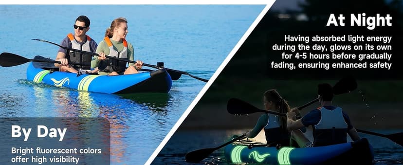 WETURE Inflatable Kayak 2 Person, Fishing Kayaks for Adults, 12.5FT 507 LBS Capacity, Portable Kayak with Luminous Strips, Adjustable Kayak Seat, 2 Paddles, 2 Tail Fins, Pump &Storage Bag