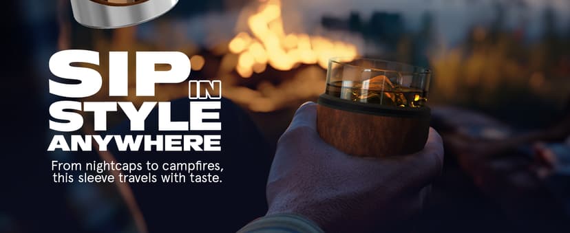 asobu Whiskey Sleeve Glass – Insulated Bourbon Tumbler with Premium Rocks Glass, BPA-Free, Double-Wall Stainless Steel, Keeps Drinks Cold Longer, 10.5oz