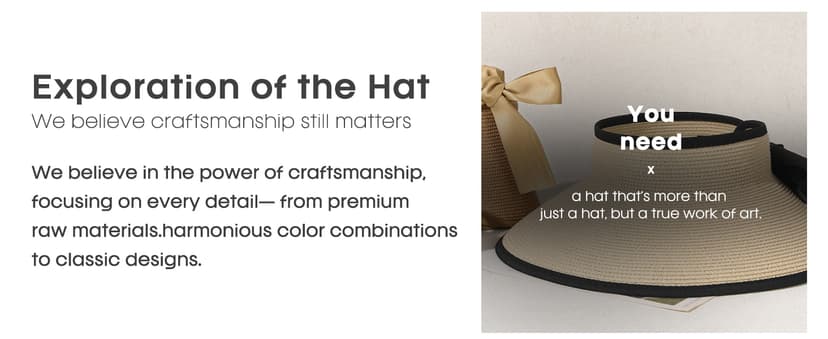 Camptrace Sun Visors for Women Wide Brim Beach Hat Foldable Straw Visor Hat Ponytail Summer Packable UPF 50+