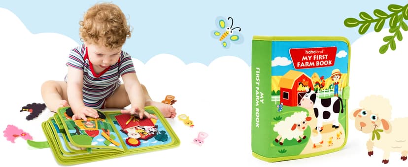 1 Year Old Boy Gifts Educational Quiet Activity Books 10 Pages, Toddler Christmas Stocking Stuffers One Year Old Travel Toys hahaland Busy Book for Toddlers 1-3 - Montessori Toys 1 Year Old Busy Board B0CR3FQ58C
