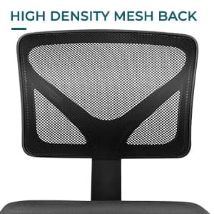DUMOS Armless Office Chairs with Wheels, Ergonomic Adjustable Home Desk Swivel Rolling Task Chair No Arms, Comfy Mesh Mid Back Computer Work Vanity Desk Chairs for Small Spaces, New Black