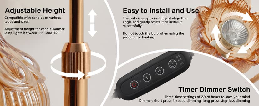 GEEZO Fragrance Candle Warmer Lamp,Electric Candle Warmer with Timer & Dimmer,Mom Christmas Birthday Gifts for Women, House Warming Gifts New Home Bedroom Decor