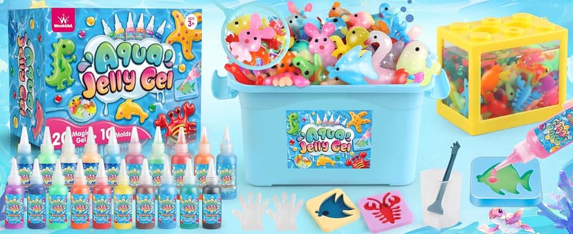 wookidel Magic Water Elf Toy Kit, Aqua Fairy Water Gel Kit with 20PCS Magic Gels and Animal Molds, Gift for Christmas, Easter, Birthday,Creative Art Craft Kits for Girls Boys 6 7 8 9 10 Year Old