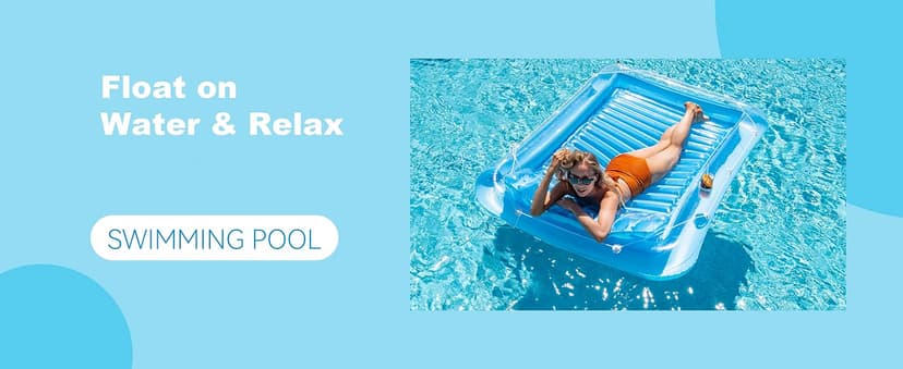 Inflatable Pool Floats Lounger for Adults, Blow Up Tanning Pool Raft Sun Tan Tub with Inflatable Pillow for Family Outdoor, Garden, Backyard Summer Water Party (14+ Year Old)