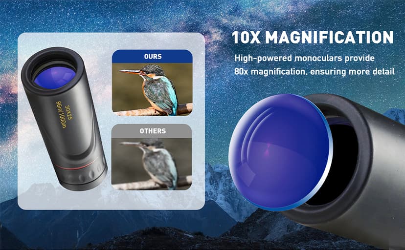 HDAJY Mini Monocular Telescope, Upgrade 30 x 25 HD Monoculars for Adults High Powered, Be Used for Stargazing, Hunting, Black