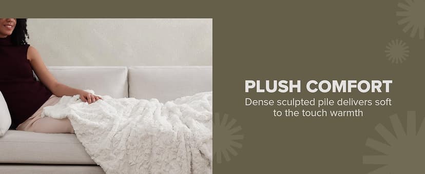 UGG Adalee Faux Fur Throw Blanket Luxury Lightweight Cozy Soft Throw for Couch Bed or Chair Hypoallergenic Machine Washable Double-Sided Fluffy Blanket Home Decor, 50-inch x 70-inch, Natural White