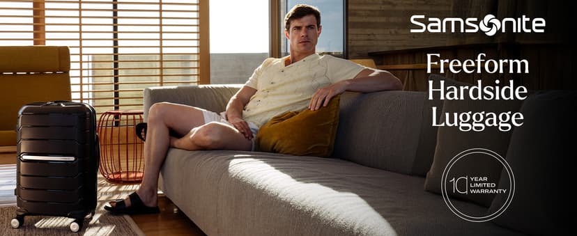 Samsonite Freeform 2-Piece Luggage Set - Carry-On & Large Checked Luggage with Dual Spinner Wheels - Durable Polypropylene Hardshell - TSA Lock, Airline-Approved - Expandable - Amethyst Purple