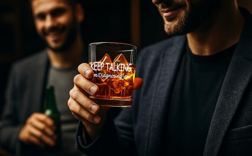 Keep Talking I'm Diagnosing You Whiskey Glass, Funny Christmas Birthday White Elephant Gifts for Psychiatrist Psychologist Counselor Therapist Doctor 10 OZ Old Fashioned Glass with Gift Box