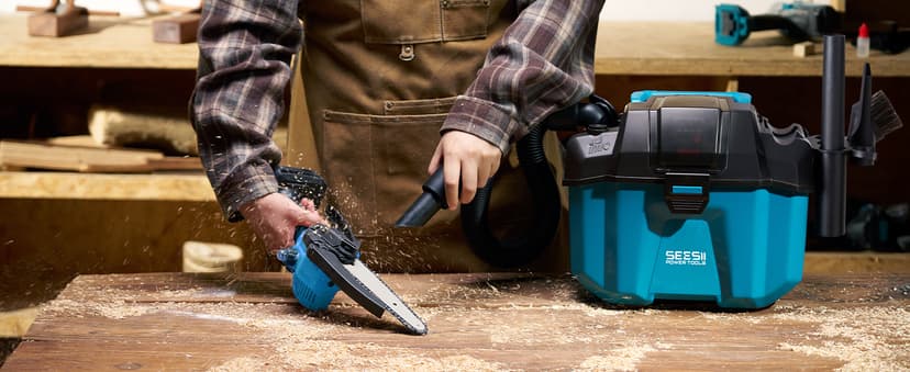 Seesii Cordless Shop Vac Wet and Dry, 2.6 Gallon Small Shop Vac with Accessory Storage Holder, 2 x 4.0Ah Batteries, 3-in-1 Wet Dry Vacuum with HEPA Filter, Strap, Ideal for Garage, Car, Workshop