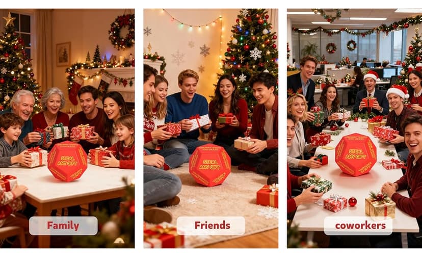 Christmas Gift Exchange Games for Family Party, Gifts Swap Dice Game for Teens Adults Stocking Stuffers Gag Chrismas Santa Swap Gift Exchange Dice Christmas Stuffers White Elephant Dice Games B0FWKMM264