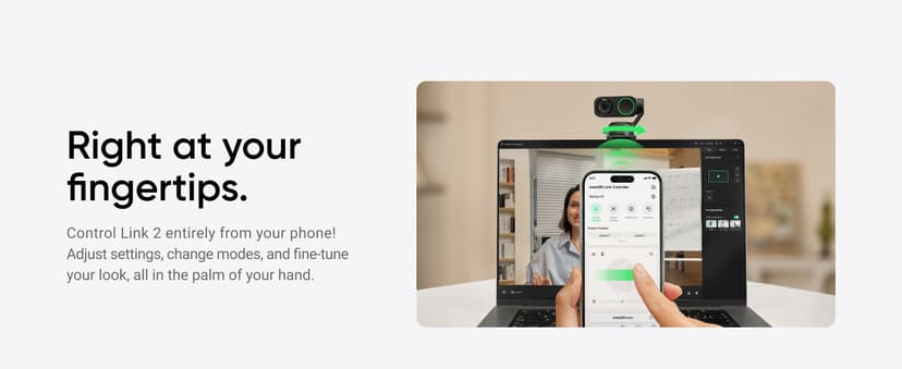 Insta360 Link 2 - PTZ 4K Webcam for PC/Mac, 1/2" Sensor, AI Tracking, HDR, AI Noise-Canceling Mic, Gesture Control for Streaming, Video Calls, Gaming, Works with Zoom, Teams, Twitch & More