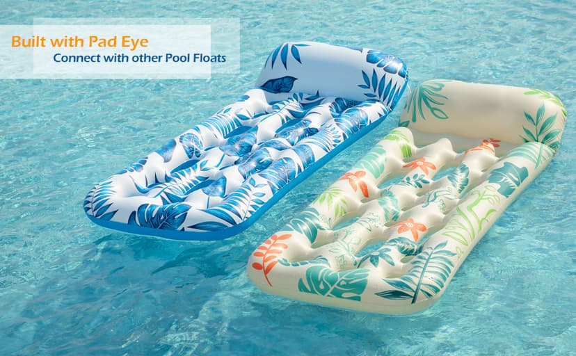 Jasonwell Inflatable Pool Float Lounge - 2 Pack Floaties Rafts for Adults Floating Lounger Sun Tanning Floats Cool Water Floaty Swimming Lake Beach Party Toys