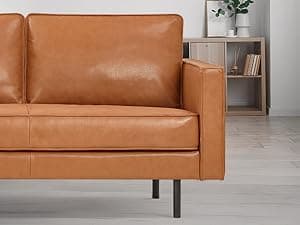 Valencia Varese 90" Full Leather Couch Cognac Tan Brown- Italian Nappa Leather Modern Cloud Couch for Living Room/Apartment Furniture