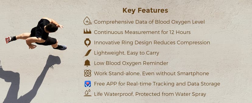 Vibeat Pulse Oximeter for 12 Hours Continuous Tracking, WearO2 Bluetooth Finger Oxygen Monitor, Notification of Low O2, Wearable Ring Blood Oxygen Meter, Free App & PDF Report