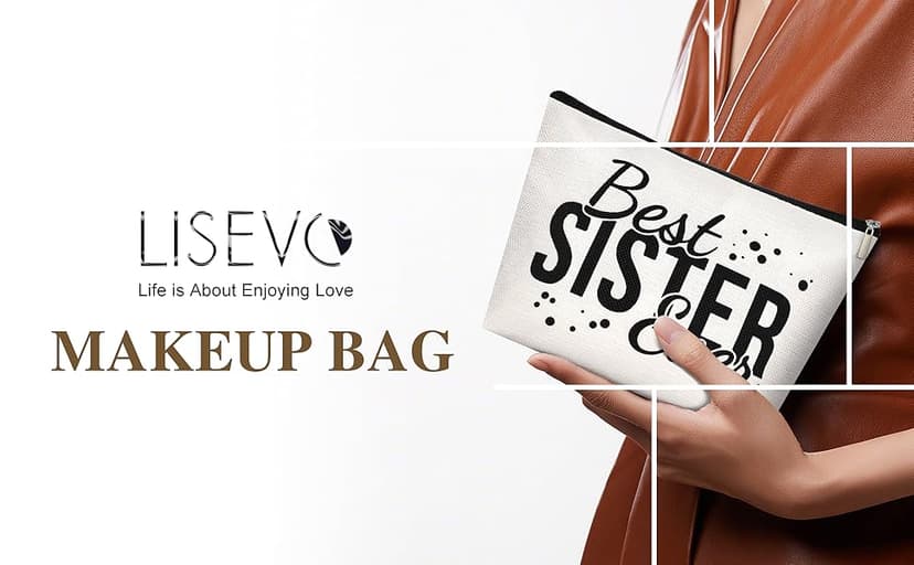 Sister Choice Makeup Organizer Bag, Inspirational Handmade Idea Presents for Women, You Are Braver Than You Think, Sis Best Friends Birthday Women's Day Bridesmaid Party Cosmetic Toiletry Bag