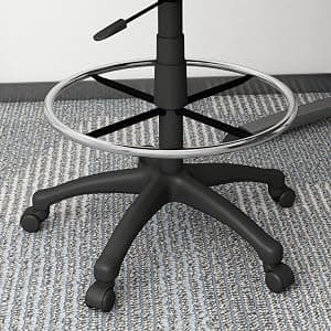 Boss Office Products B1691-CS Stand Up Caressoft Drafting Stool with Adjustable Arms in Black, Vinyl