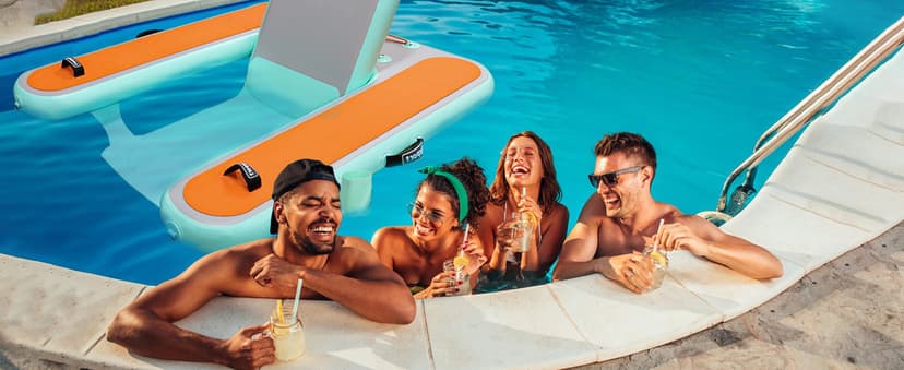 FBSPORT Inflatable Pool Float Lounger for Adults, Water Floating Chair Pool Float Raft with Cup Holder and Backrest for Swimming Pool, Lake, Party and Beach