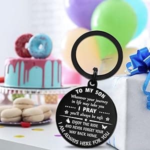 ENGZHI Son Keychain, Son Gifts for Teen Boys, Adult Son Gradution 2025 Present for Birthday Fathers Day Valentines