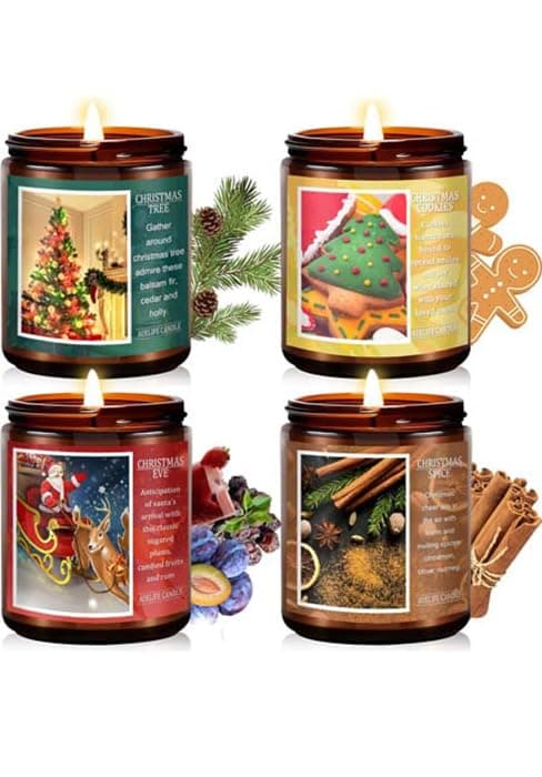 Auelife Fall Candle Set | 4 Pack Scented Candles for Home - Candle Gifts for Women Men, Soy Candles Home Scented | Autumn Fragrance of - Apple Pie/Cinnamon/Harvest/Wreath B0CC98RMFT