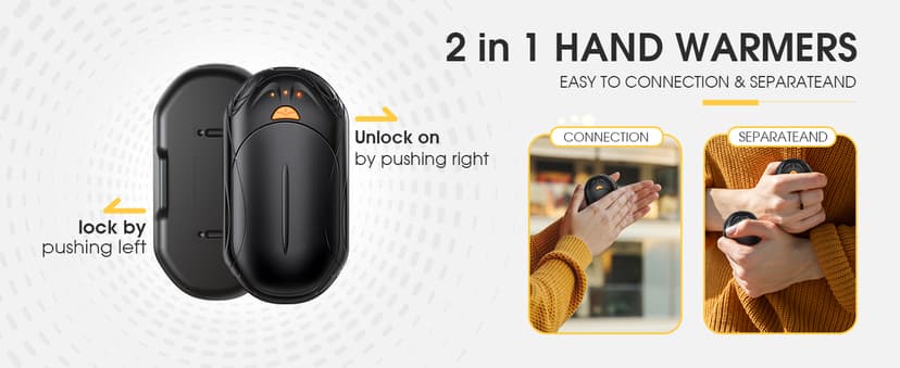 AI Hand Warmers Rechargeable 2 Pack, 6000mAh Electric Hand Warmers, AI Smart Chips 20Hrs Long Safe Heat, Portable Pocket Heater, Gifts for Christmas, Outdoor, Golf, Hunting, Camping Accessories