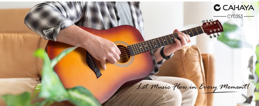 CAHAYA Acoustic Guitar For Beginner 41-inch - Full Size Wood Guitar Kit for Kids and Adults with Guitar bag Brass strings Capo String Pick and Clean Cloth for Gift CY0353