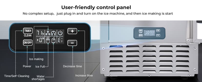 EUHOMY Under Counter Nugget Ice Maker Machine, 70Lbs/Day, Bulit-in Freestanding Ice Maker with Double Ice Baskets, Self-Cleaning & 24H Timer Ice Machine, for Home Use(Silver)