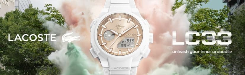 Lacoste LC33 Men's Analog-Digital Watch – TR90 Case, World Clock, Stopwatch, Alarm, Backlight, Textured Silicone Strap, Premium Fashion Timepiece - Gift for Him - 45mm