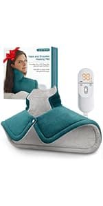 Heating Pad for Neck and Shoulder Pain Relief, Birthday Christmas Gifts for Women Mom Wife, 2lb Heated Neck Wrap Warmer for Daily Comfort, 6 Heat Settings 2 Hours Auto Shut Off, 17x23 inch, Blue